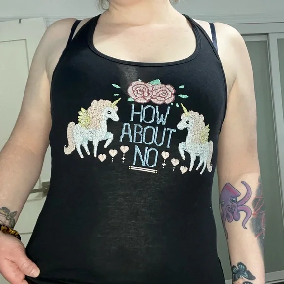 “How about NO” unicorn tank top - Picture 3 of 3